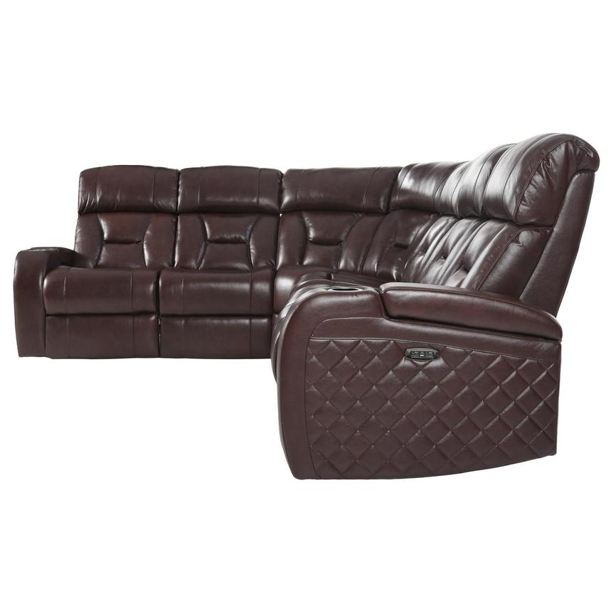Gio Brown Leather Power Reclining Sectional with 6PCS/3PWR  alternate image, 3 of 16 images.