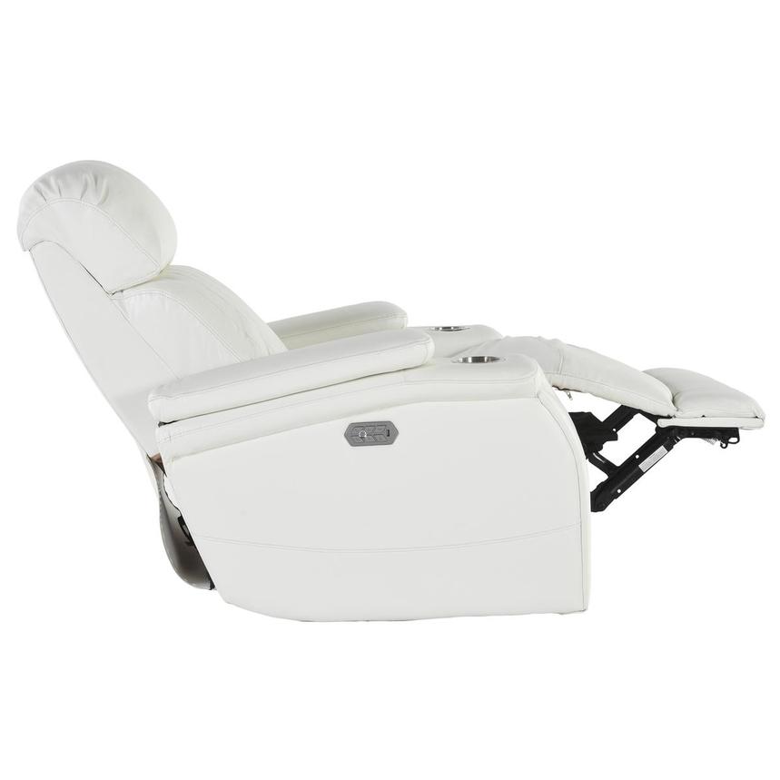 Obsidian II White Leather Power Recliner  alternate image, 3 of 7 images.