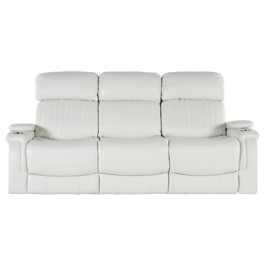 Obsidian II White Leather Power Reclining Sofa  main image, 1 of 9 images.