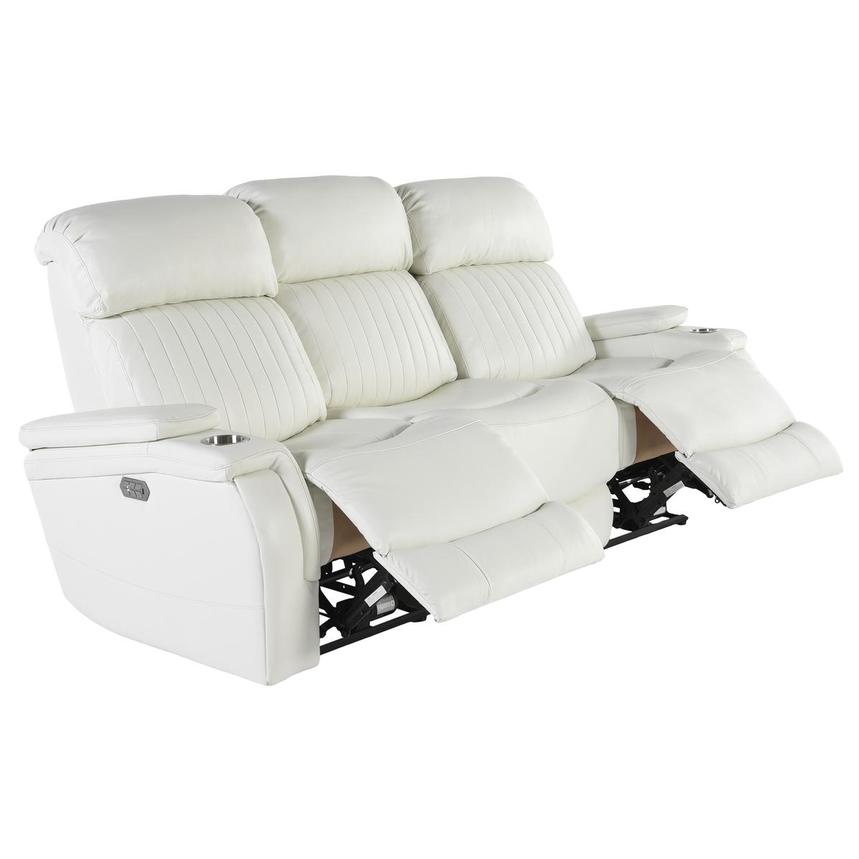 Obsidian II White Leather Power Reclining Sofa  alternate image, 3 of 9 images.