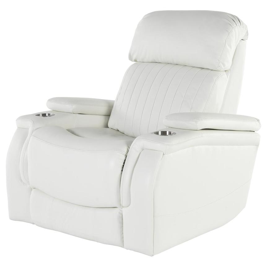 Obsidian II White Leather Power Recliner