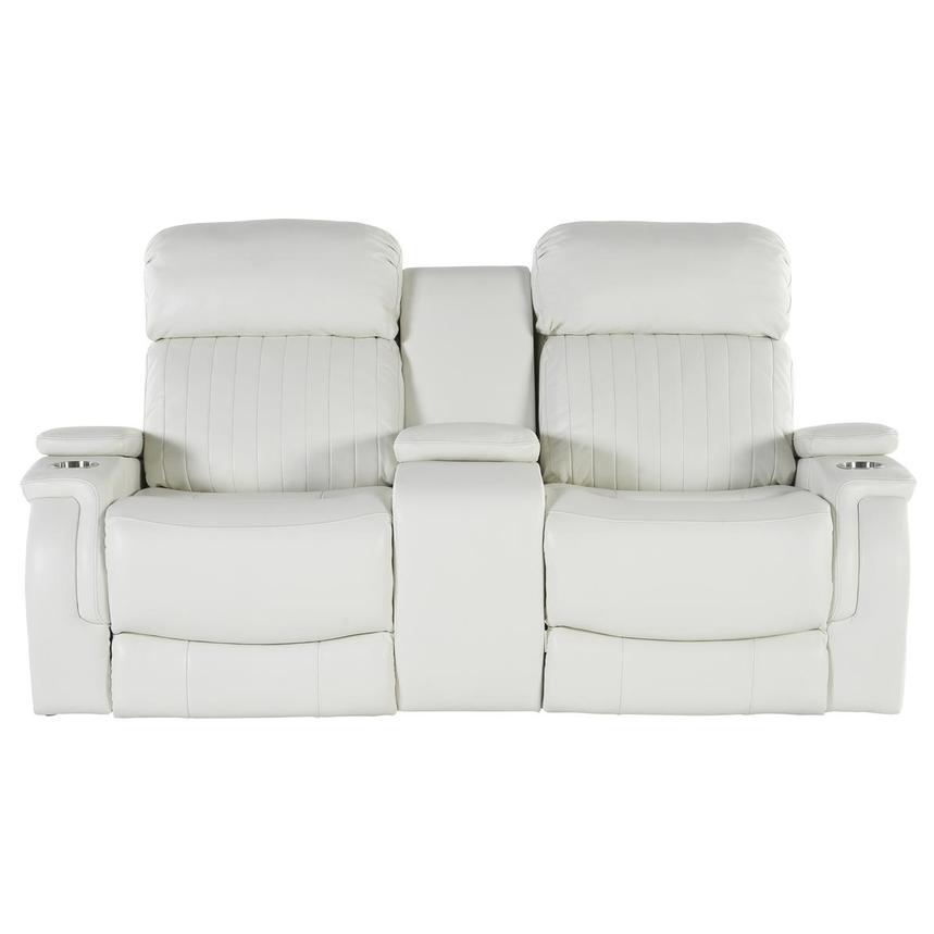 Obsidian II White Leather Power Reclining Loveseat El Dorado Furniture