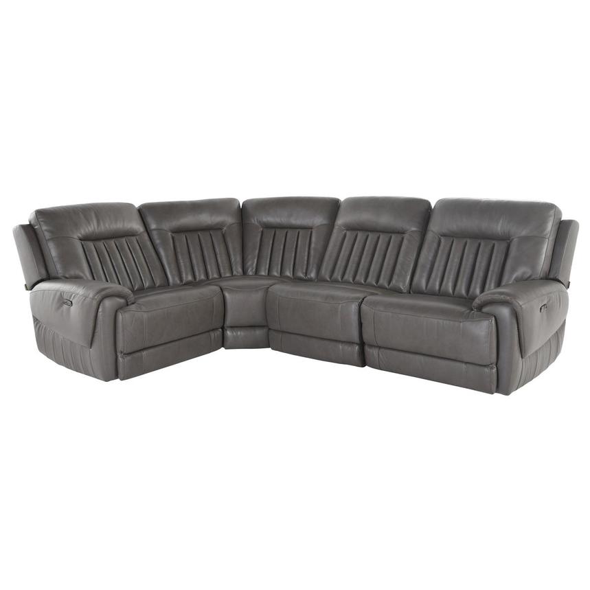 Devin Gray Leather Corner Sofa with 4PCS/2PWR  main image, 1 of 5 images.