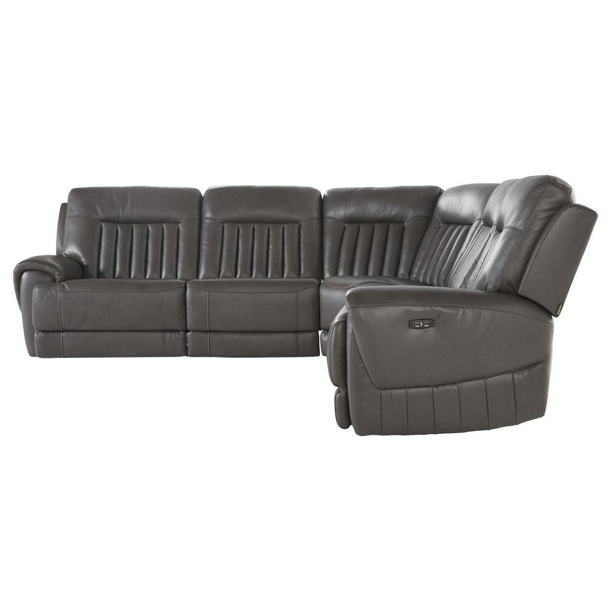 Devin Gray Leather Corner Sofa with 5PCS/2PWR  alternate image, 3 of 5 images.