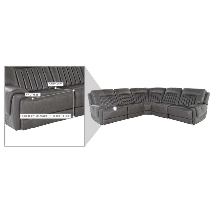 Devin Gray Leather Corner Sofa with 5PCS/3PWR  alternate image, 5 of 5 images.