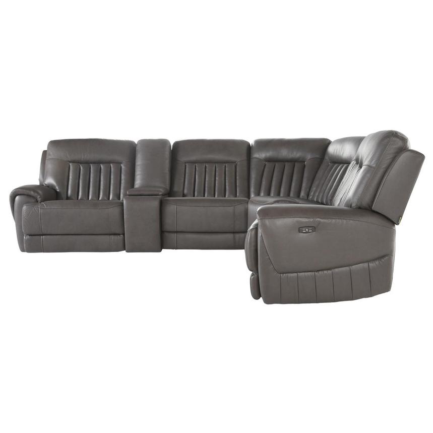 Devin Gray Leather Corner Sofa with 6PCS/2PWR  alternate image, 3 of 7 images.