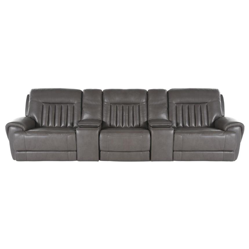Devin Gray Home Theater Leather Seating with 5PCS/2PWR  main image, 1 of 7 images.
