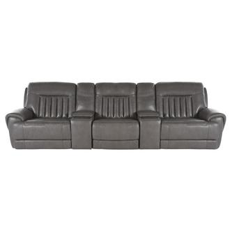 Devin Gray Home Theater Leather Seating with 5PCS/2PWR