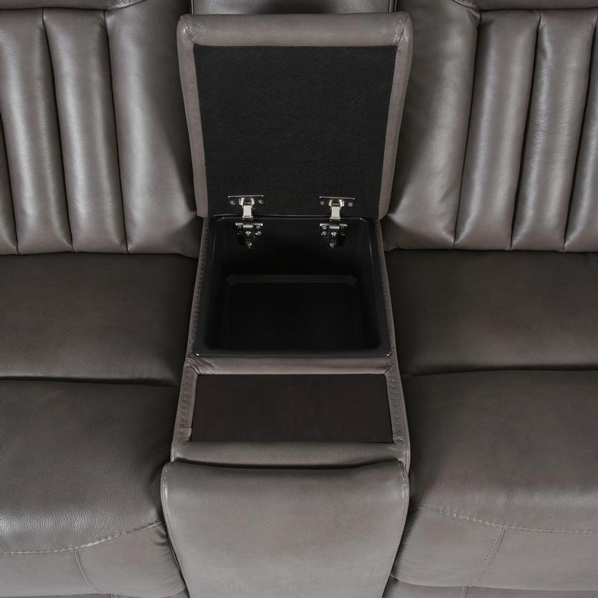 Devin Gray Home Theater Leather Seating with 5PCS/3PWR  alternate image, 4 of 7 images.