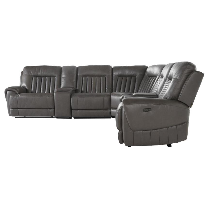 Devin Gray Leather Corner Sofa with 7PCS/3PWR  alternate image, 3 of 7 images.