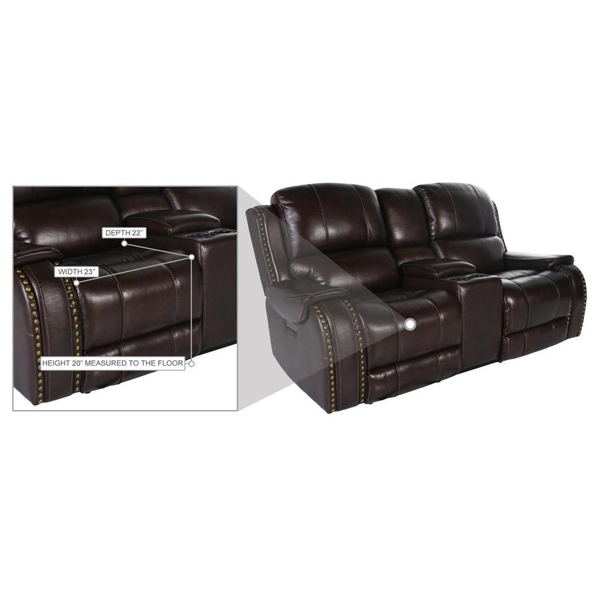 Durham Brown Leather Power Reclining Sofa w/Console  alternate image, 6 of 6 images.