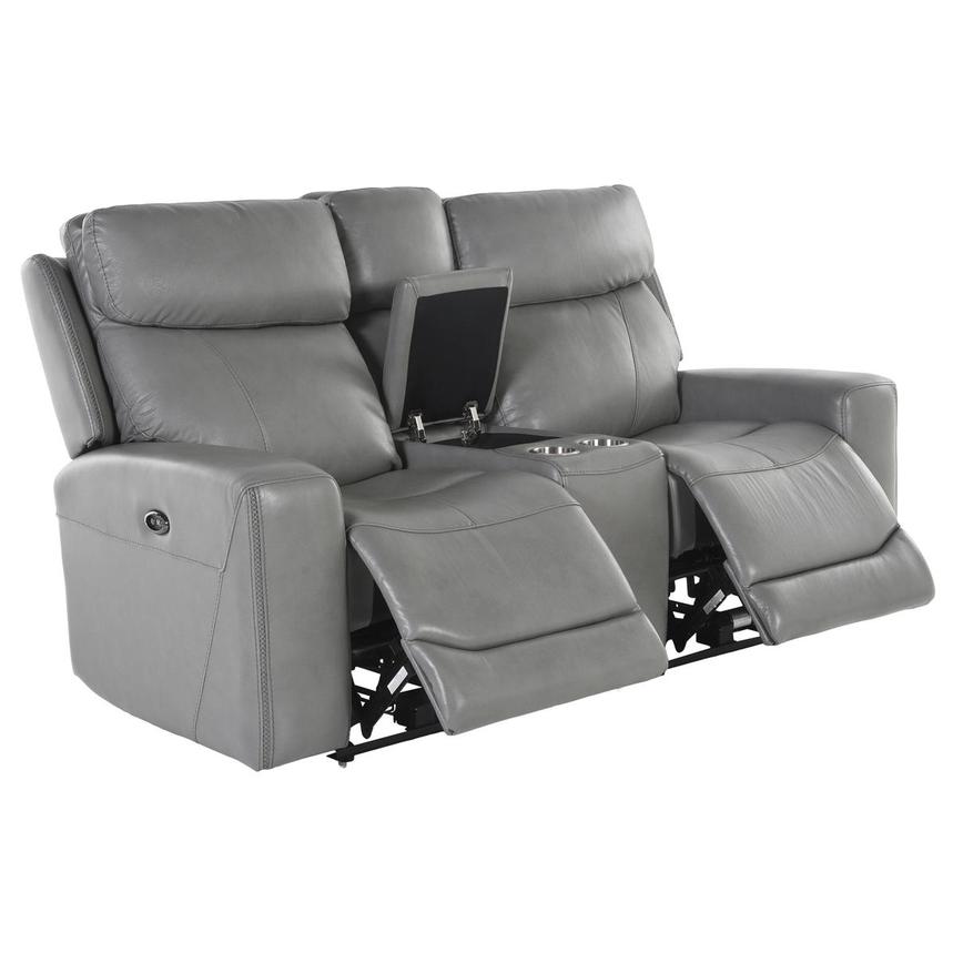 Ozzy Leather Power Reclining Sofa w/Console  alternate image, 3 of 6 images.