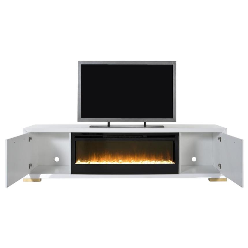 Rialto White/Gold Electric Fireplace w/Remote Control El Dorado Furniture