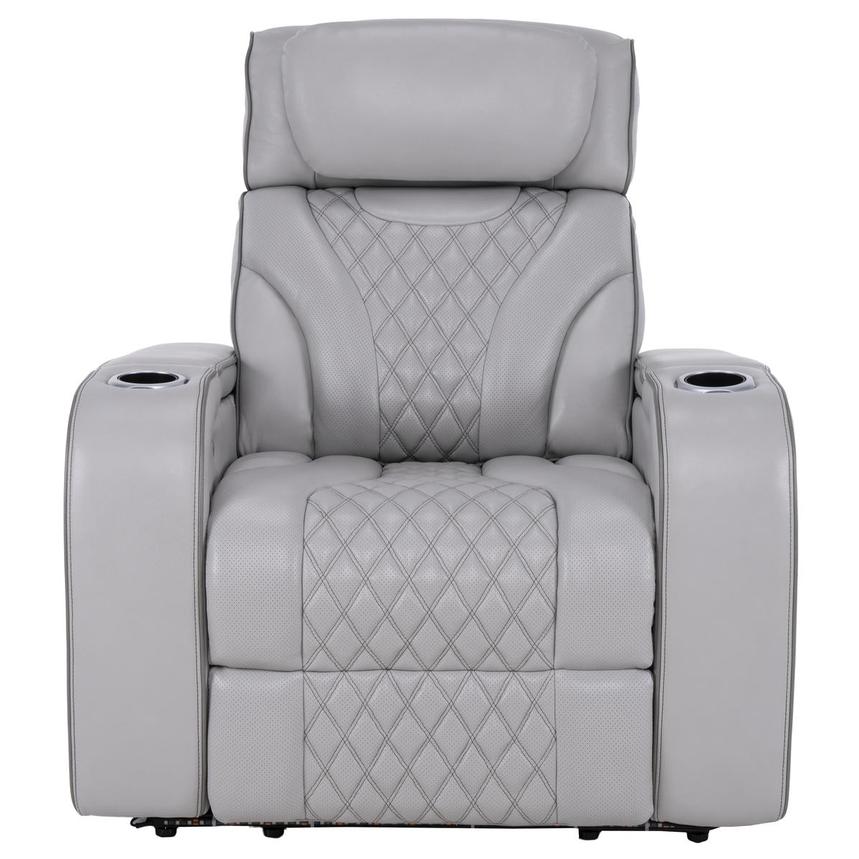 Pummel Gray Leather Power Recliner alternate image, 4 of 12 images.