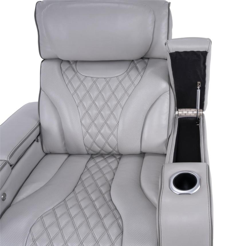 Pummel Gray Leather Power Recliner alternate image, 9 of 12 images.