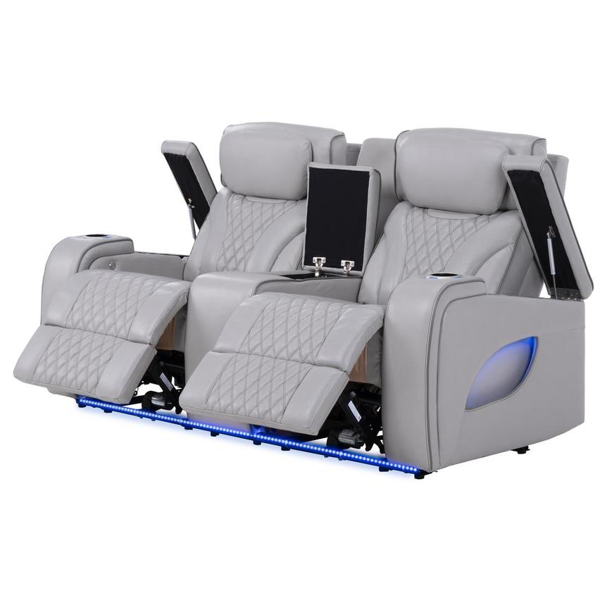 Pummel Gray Leather Power Reclining Loveseat alternate image, 2 of 13 images.