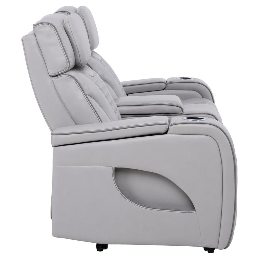 Pummel Gray Leather Power Reclining Loveseat | El Dorado Furniture