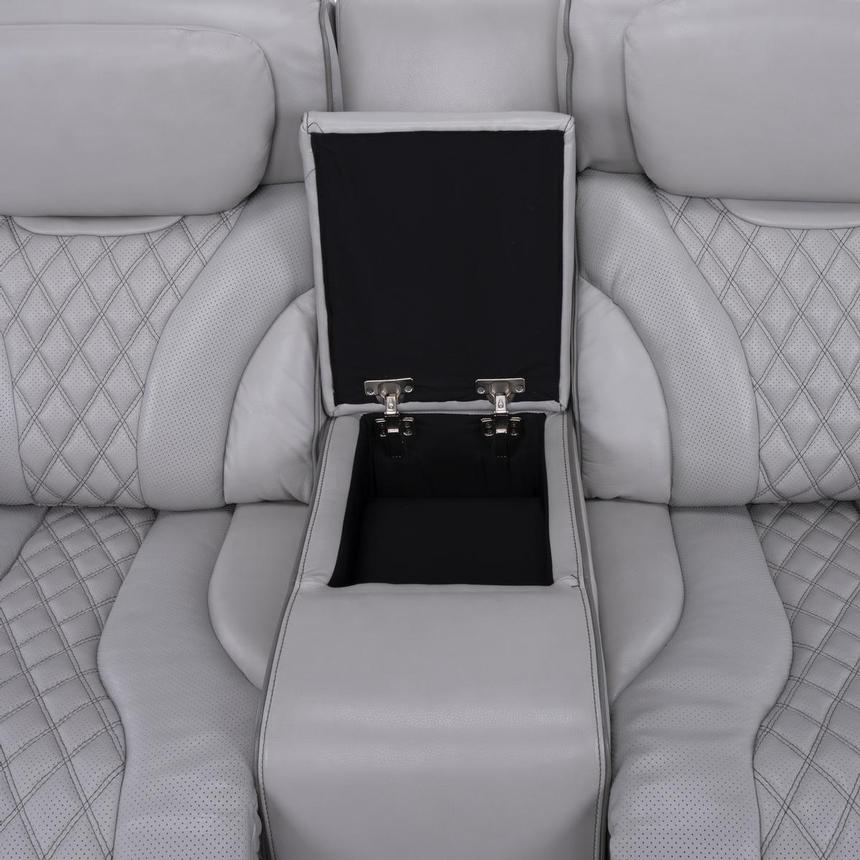 Pummel Gray Leather Power Reclining Loveseat alternate image, 7 of 13 images.
