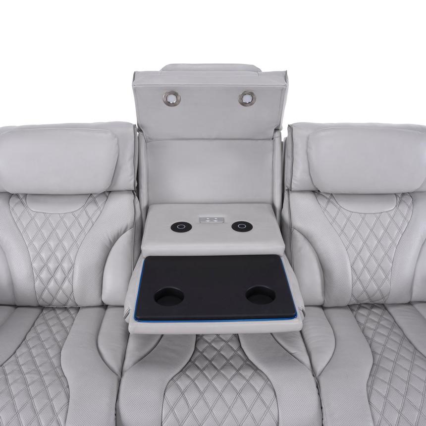 Pummel Gray Leather Power Reclining Sofa alternate image, 7 of 14 images.