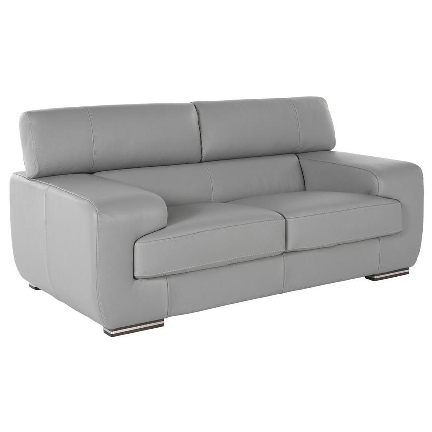 Grace Gray Leather Loveseat  alternate image, 3 of 5 images.