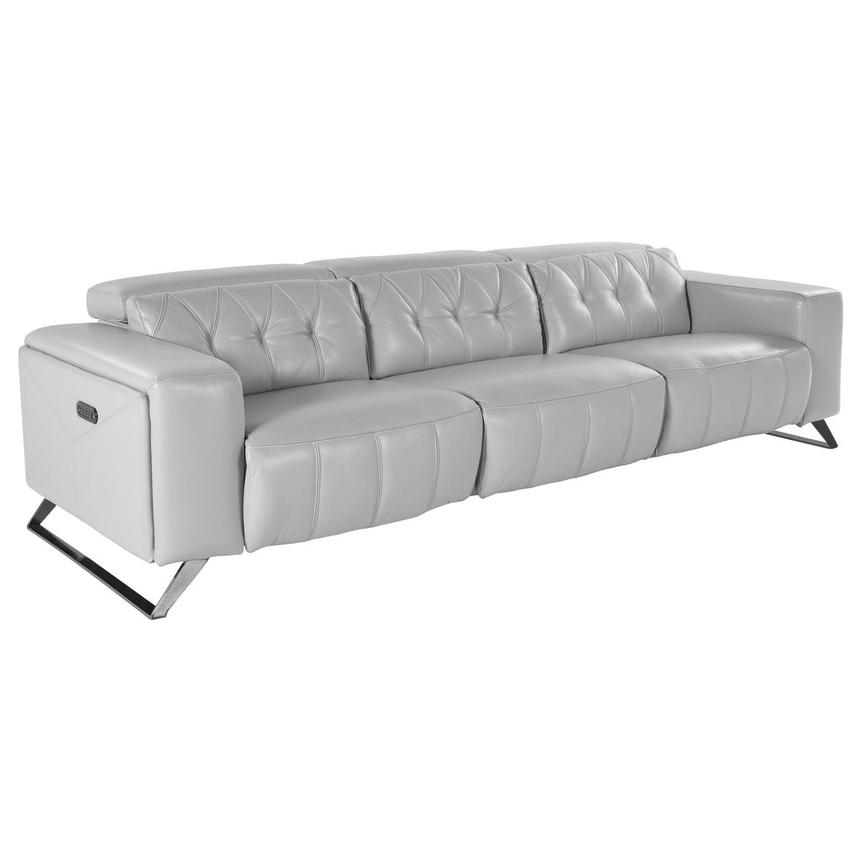 Anchi Silver Oversized Leather Sofa w/2PWR  alternate image, 2 of 5 images.