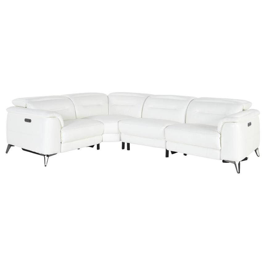 Anabel White Leather Power Reclining Sectional with 4PCS/2PWR  main image, 1 of 5 images.