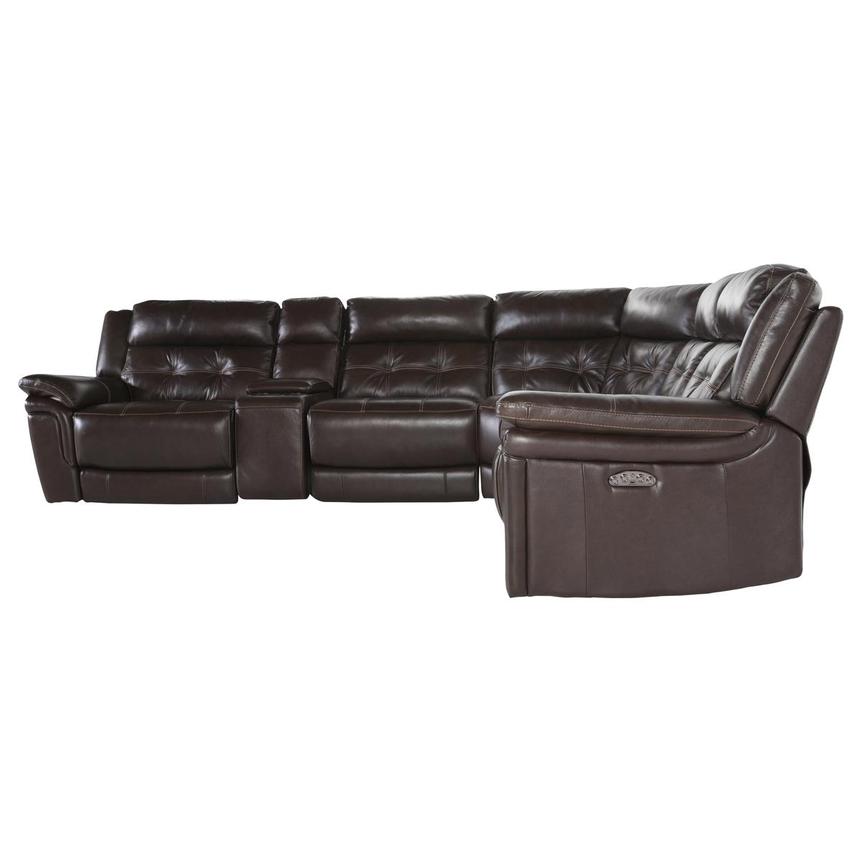 Stallion Brown Leather Power Reclining Sectional with 6PCS/3PWR  alternate image, 3 of 6 images.