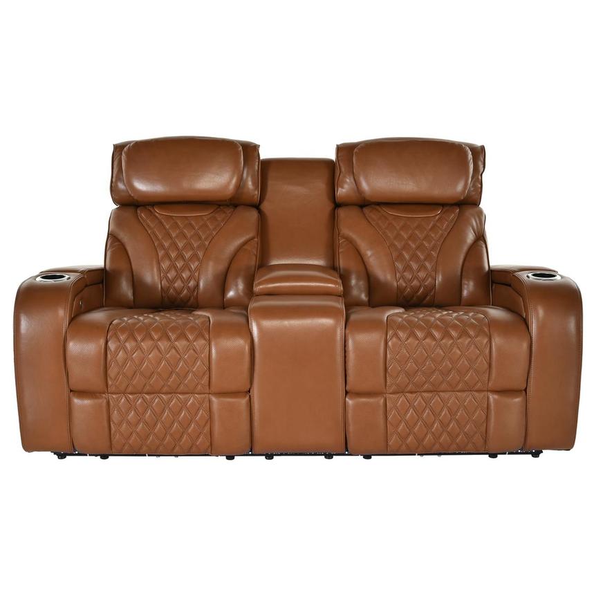 Pummel Tan Leather Power Reclining Sofa  alternate image, 4 of 9 images.