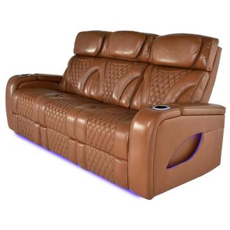 Pummel Tan Leather Power Reclining Sofa