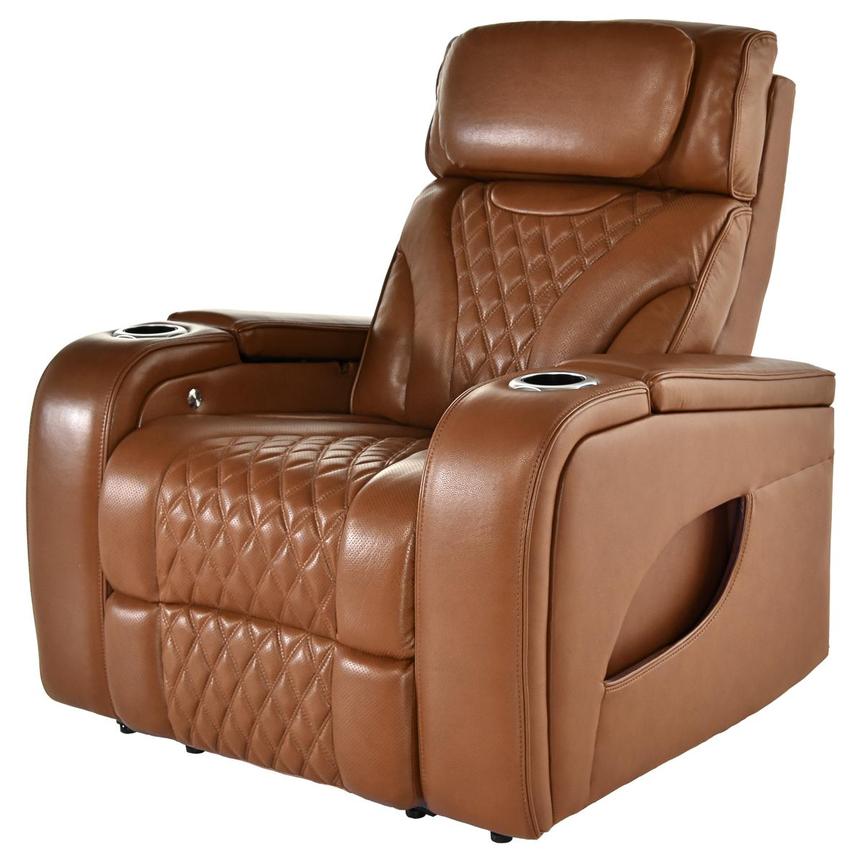 Pummel Tan Leather Power Recliner