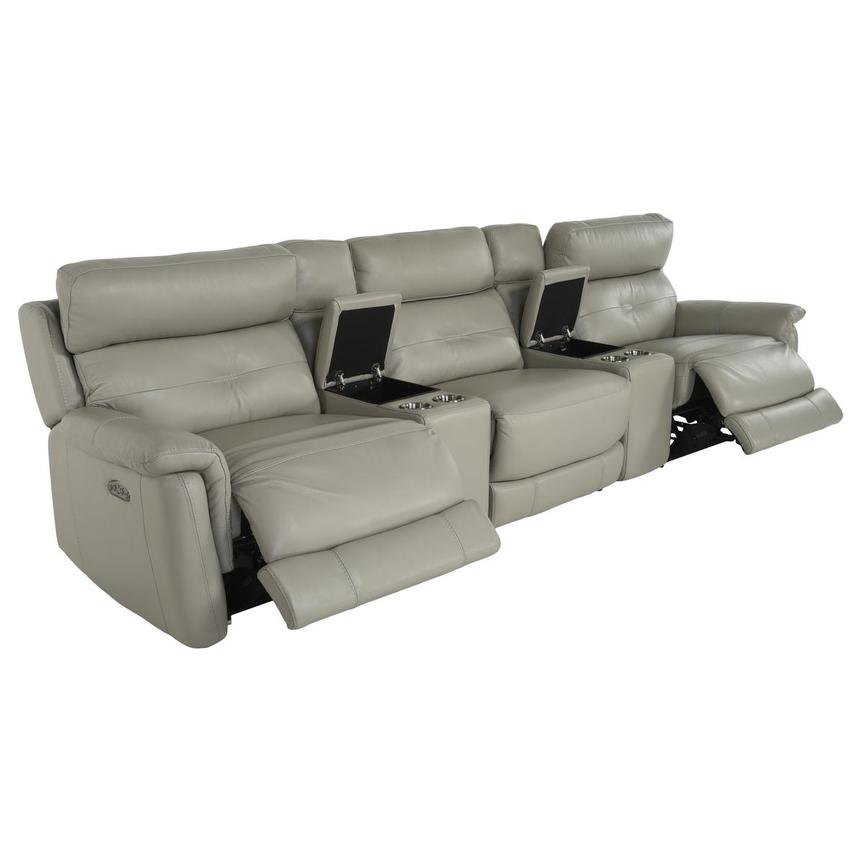 Naya Taupe Home Theater Leather Seating with 5PCS/2PWR  alternate image, 3 of 6 images.