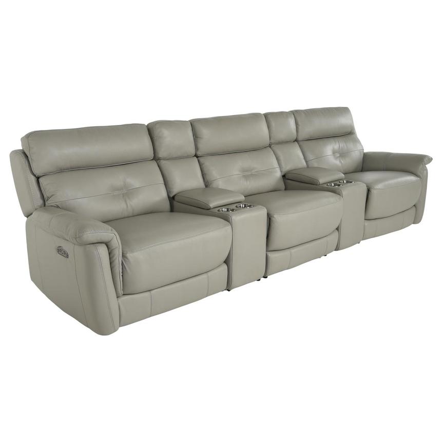 Naya Taupe Home Theater Leather Seating with 5PCS/3PWR  alternate image, 2 of 6 images.