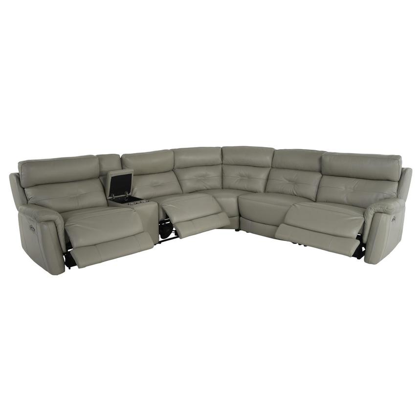 Naya Taupe Leather Power Reclining Sectional with 6PCS/3PWR  alternate image, 2 of 5 images.