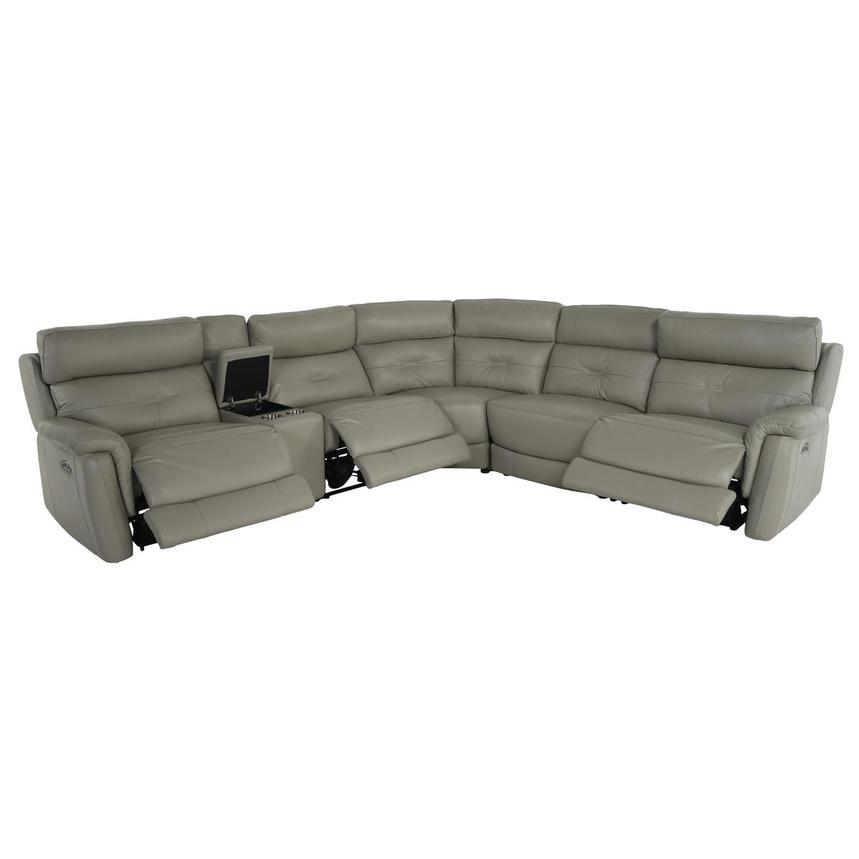 Naya Taupe Leather Power Reclining Sectional with 6PCS/3PWR alternate image, 2 of 5 images.