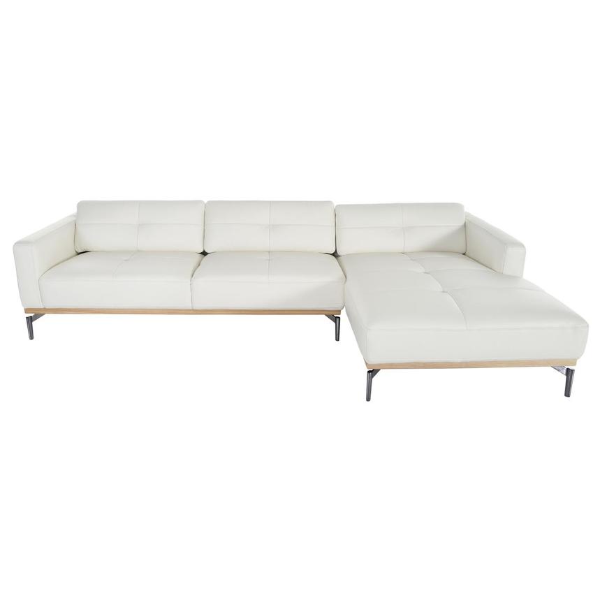 Nate White Leather Corner Sofa w/Right Chaise  main image, 1 of 7 images.