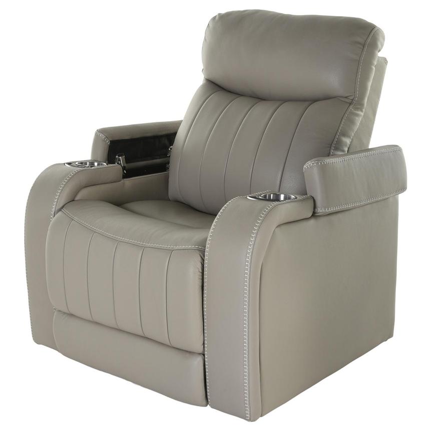 Santiago Gray Leather Power Recliner  alternate image, 2 of 8 images.