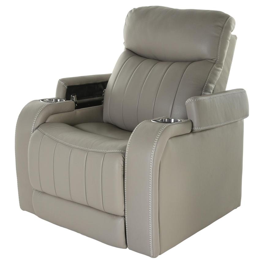 Santiago Gray Leather Power Recliner alternate image, 2 of 8 images.