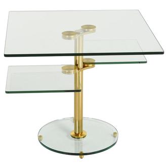 Square Clear Gold Side Table