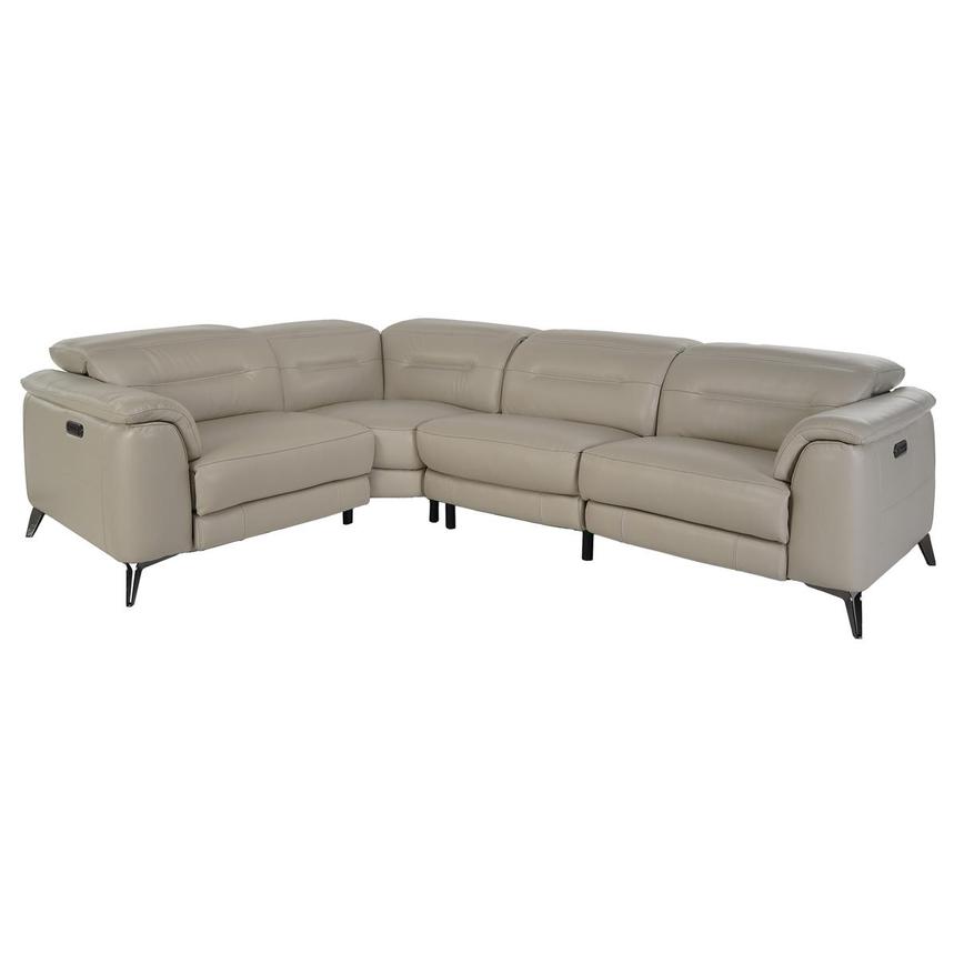 Anabel Cream Leather Power Reclining Sectional with 4PCS/2PWR  main image, 1 of 7 images.