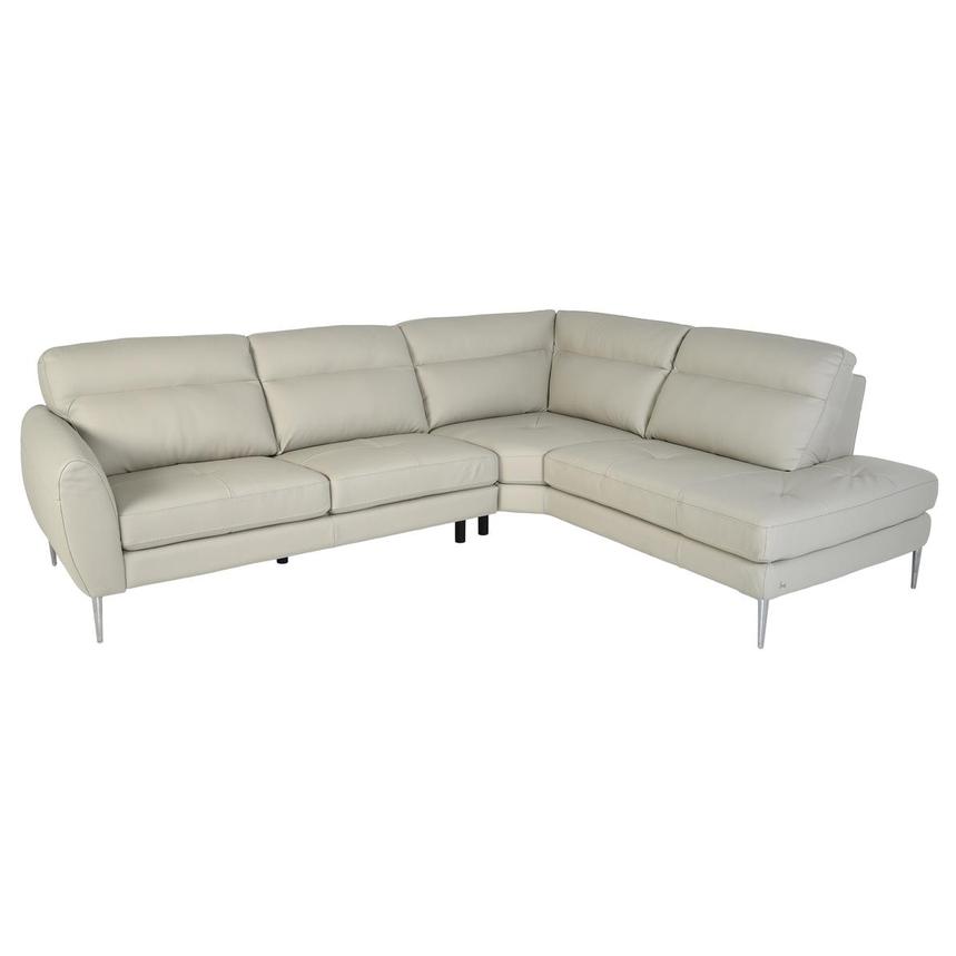 Chicago Gray Leather Corner Sofa w/Right Chaise  main image, 1 of 5 images.