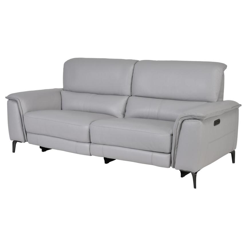 Clayton Light Gray Leather Power Reclining Sofa  alternate image, 2 of 8 images.