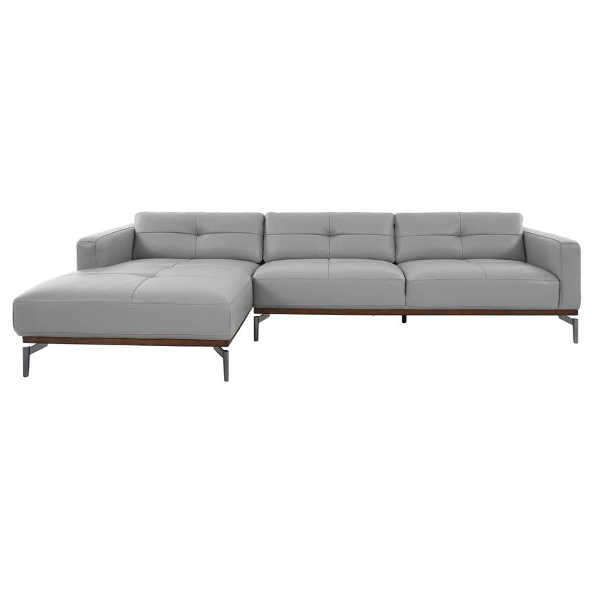 Nate Gray Leather Corner Sofa w/Left Chaise  main image, 1 of 13 images.