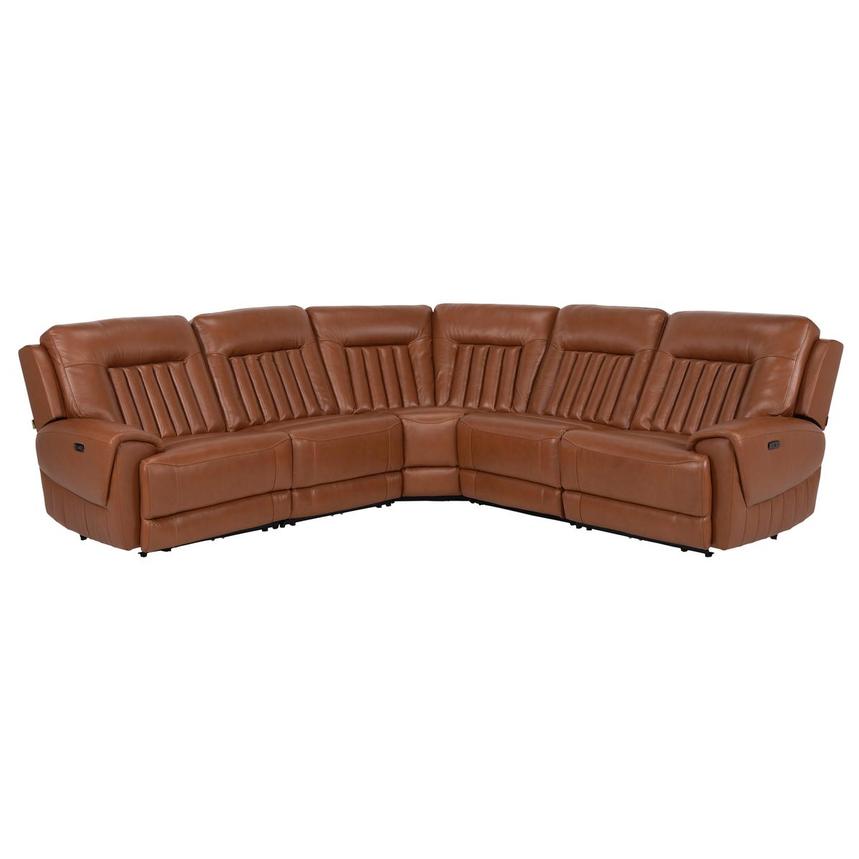 Devin Tan Leather Corner Sofa with 5PCS/3PWR  main image, 1 of 8 images.