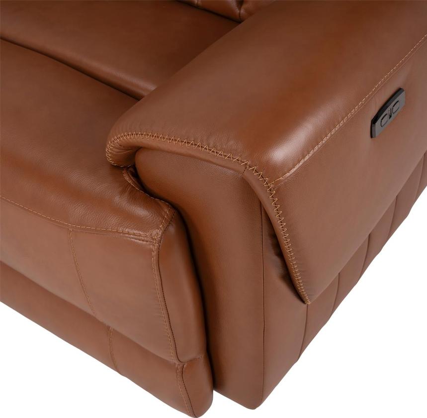 Devin Tan Leather Corner Sofa with 4PCS/2PWR  alternate image, 6 of 9 images.