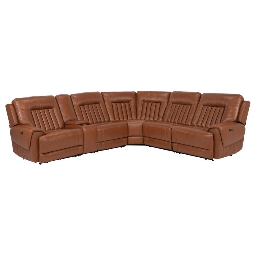 Devin Tan Leather Corner Sofa with 6PCS/2PWR  main image, 1 of 12 images.