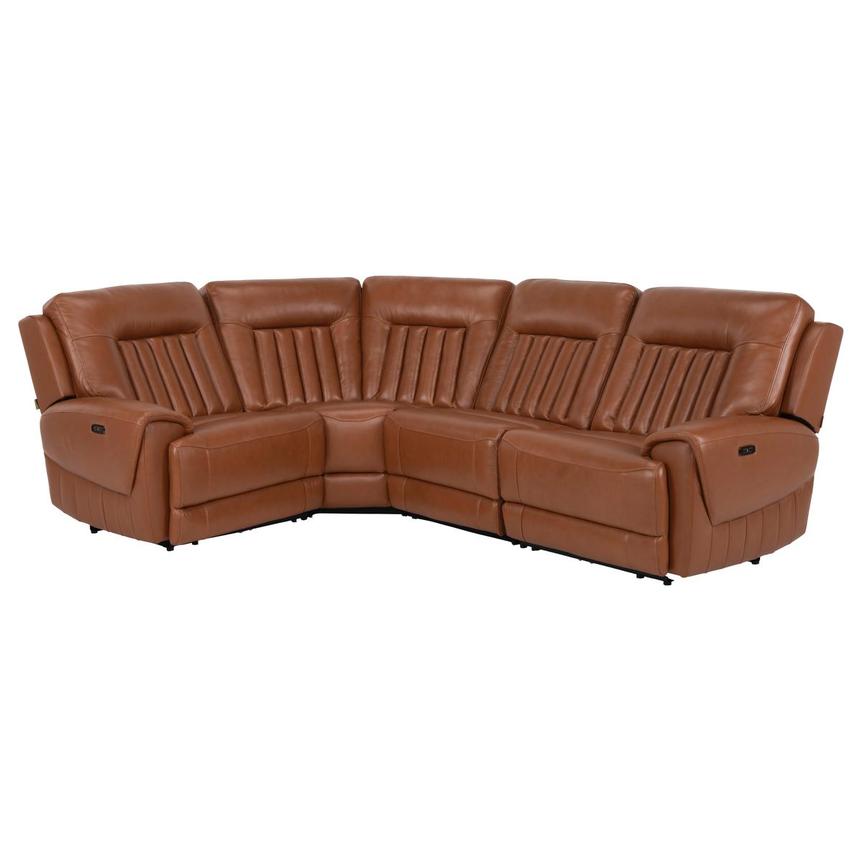 Devin Tan Leather Corner Sofa with 4PCS/2PWR El Dorado Furniture