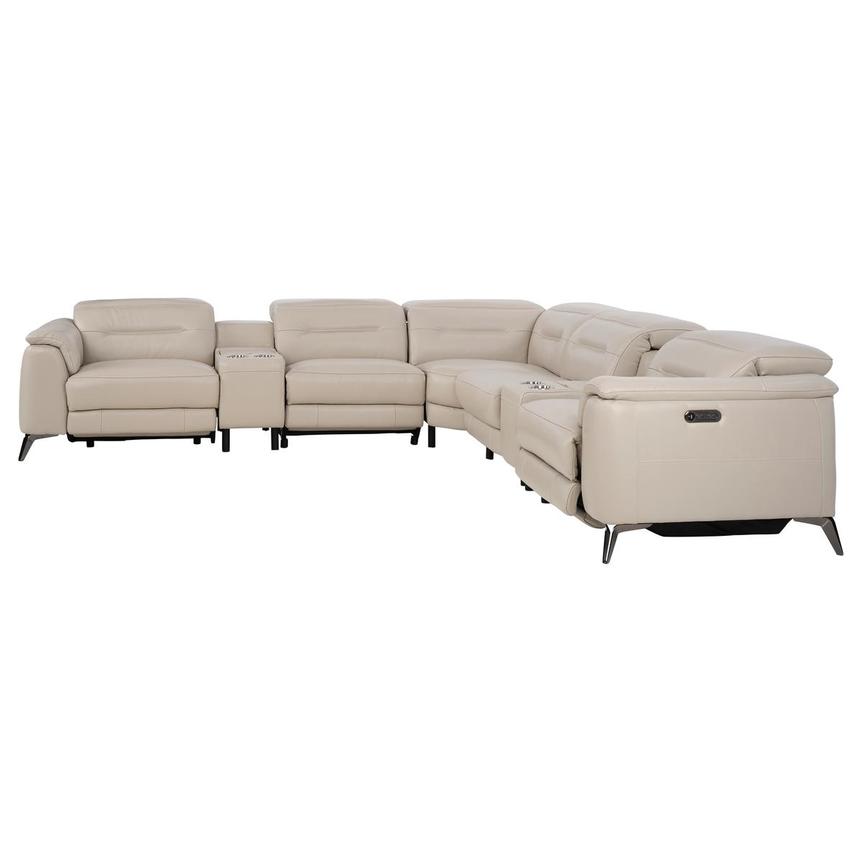 Anabel Cream Leather Power Reclining Sectional with 7PCS/3PWR  alternate image, 4 of 13 images.