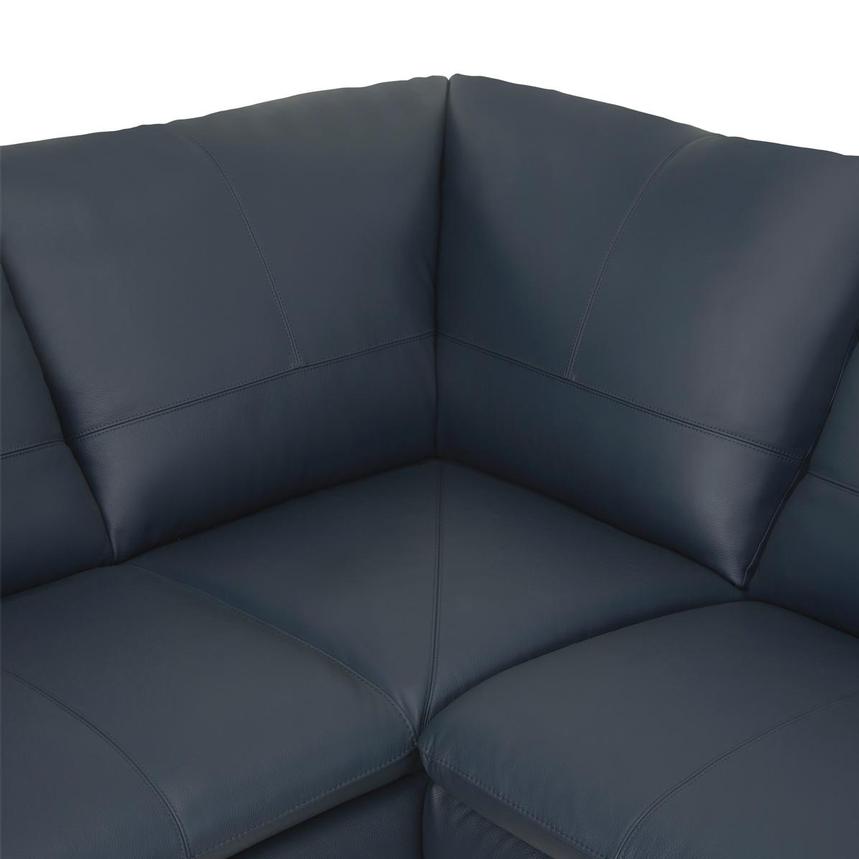 Rio Blue Leather Corner Sofa w/Left Chaise  alternate image, 4 of 9 images.