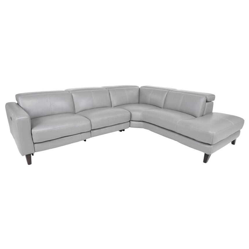 Johana Taupe Leather Power Reclining Sofa w/Right Chaise  main image, 1 of 9 images.