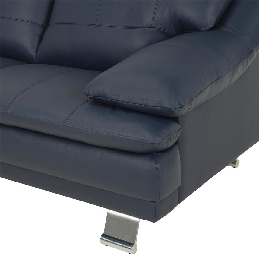 Rio Blue Leather Corner Sofa w/Left Chaise alternate image, 6 of 9 images.